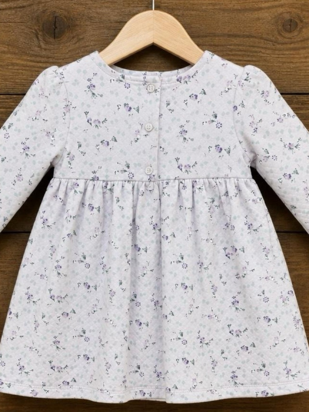 Janie and Jack Girls Floral Bow Long Sleeve Dress 12-18 Months - Picture 3 of 3